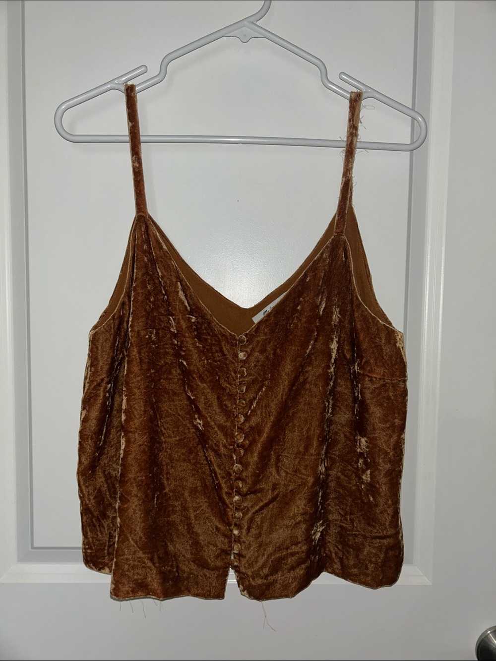 Madewell Light Brown Velvet Button-Front Camisole, Size 10 *see last photo*